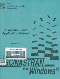 Image of MSC/Nastran For Window : Installation And Application Manual