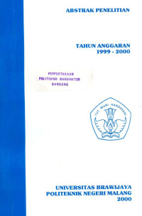 Image of Abstrak Penelitian Tahun Anggaran 1999-2000