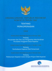 Image of Undang-undang RI Nomor 25 Tahun 1992 Tentang Perkoperasian