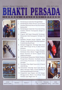 Image of BHAKTI PERSADA:Vol. 1 No.1/Nov 2015. Jurnal Aplikasi IPTEK:  Pemberdayaan Usaha Kecil Bengkel Mobil
