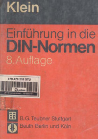 Image of Einführung In Die DIN-Normen. 8 Auflage
