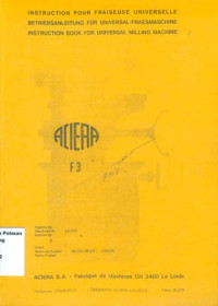 Image of Intruction Book for Universal Milling Machine. ACIERA F3 (Machine no. 43.670)