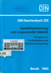 Image of DIN-Taschenbuch 225. Qualitätssicherung Und Angewandte Statistik Verfahren 2: Probenahme und Annahmestichprobenprüfung
