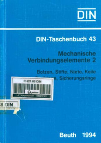 Image of DIN-Taschenbuch 43. Mechanische Verbindungselemente 2: Bolzen, Stifte, Niete, Keile, Stellringe, Sicherungsringe