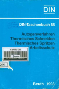 Image of DIN-Taschenbuch 65. Autogenverfahren Thermisches Schneiden Thermisches Spritzen Arbeitsschutz